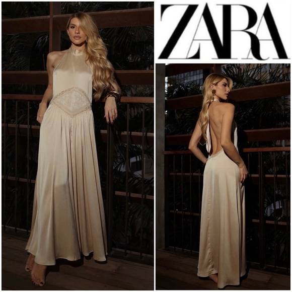 ZARA EMBROIDERED MIDI DRESS - Mid-ecru - Picture 10 of 16